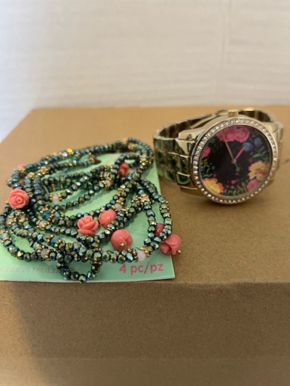 Bead Landing floral bracelets and watch.